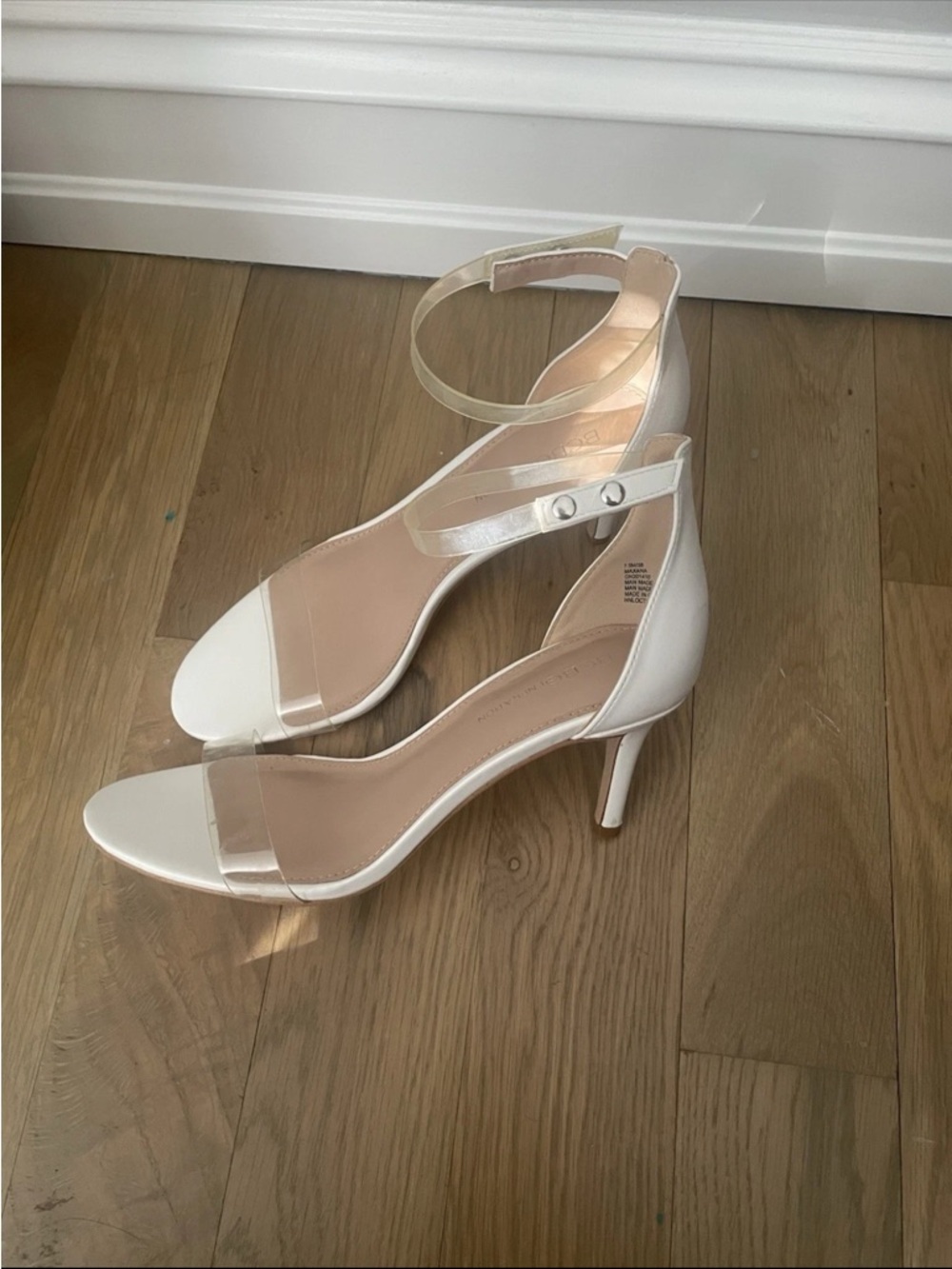 BCBGeneration White Clear-Strap Kitten Heel Sandals - Picture 2 of 6